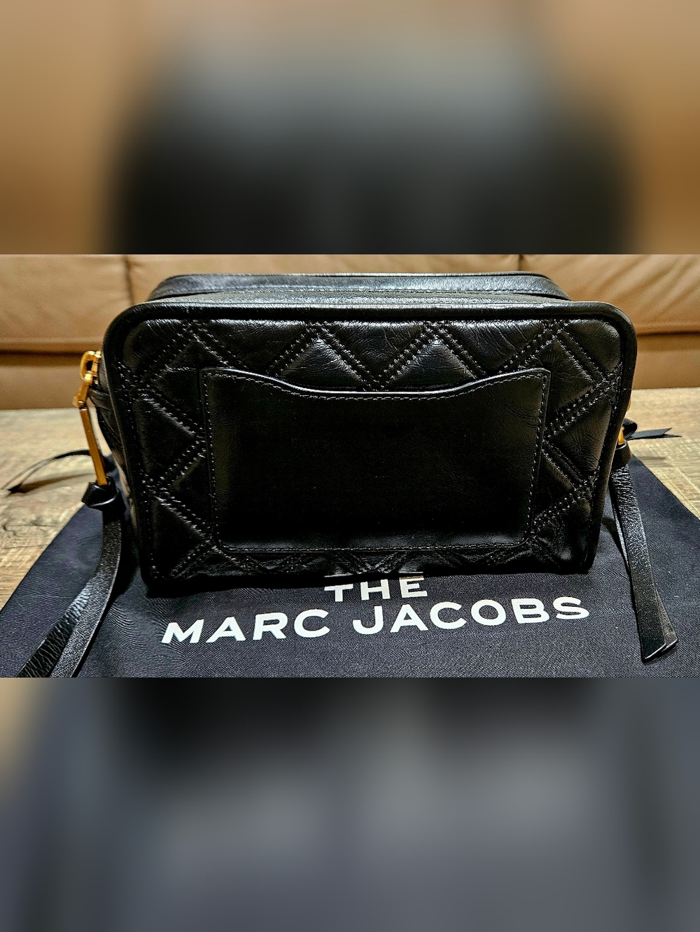 MARC JACOBS Quilted Softshot (Black/Gold) Camera Bag Charm Chain Crossbody Strap - Picture 9 of 16